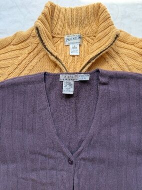 Women’s Wool Cardigan Bundle Pendleton Eddie Bauer Purple Gold Sz L